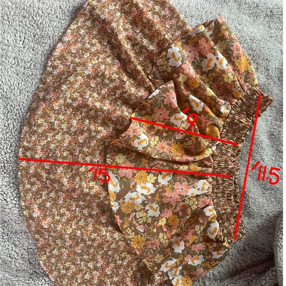 Sienna Sky Red and Brown Ruffled Midi Skirt - Picture 1 of 6